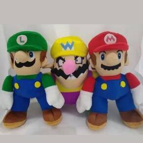 Pelúcias Mario Bros Luigi e Wario - 03 Personagens