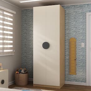 Guarda Roupa Infantil Modulado 2 Portas com Nichos e Cabideiro Joy Kids CabeCasa MadeiraMadeira Cinza/Avena
