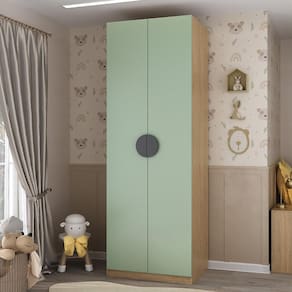 Guarda Roupa Infantil Modulado 2 Portas com Cabideiro Joy Kids CabeCasa MadeiraMadeira Verde/Avena