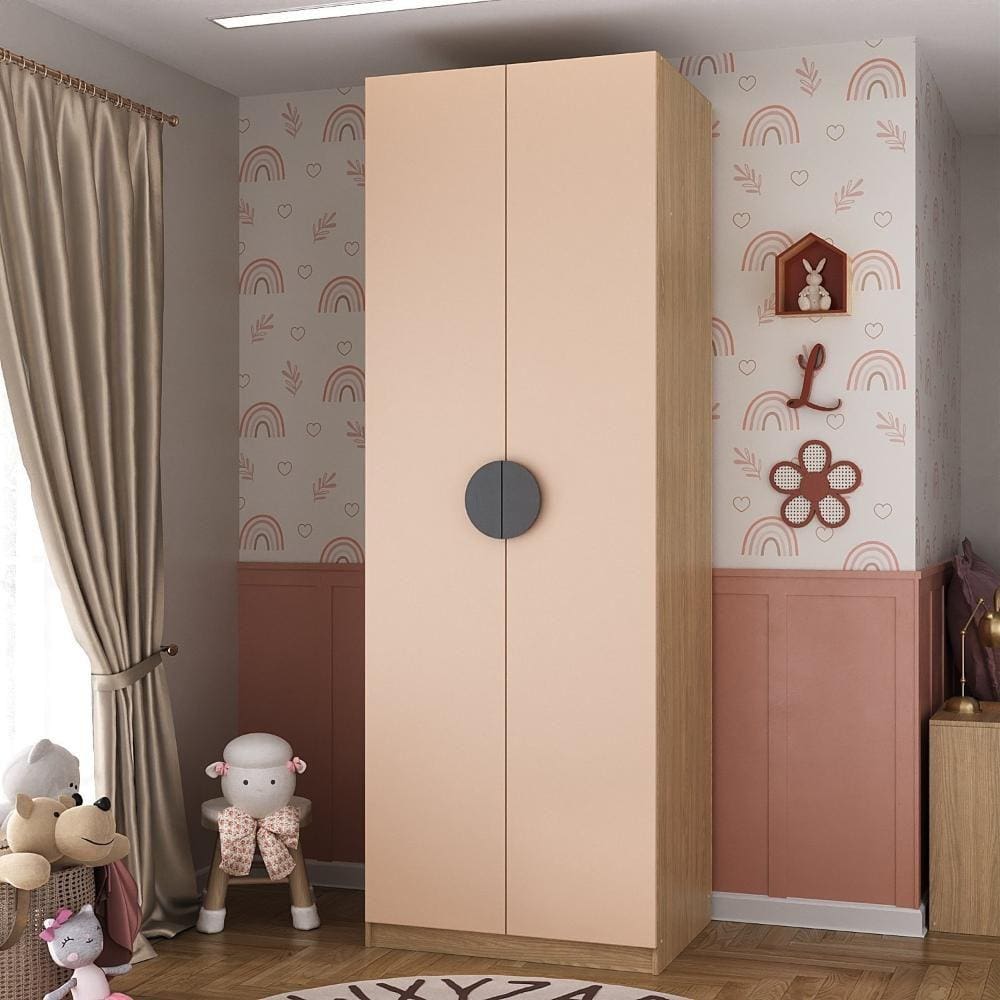 Guarda Roupa Infantil Modulado 2 Portas com Cabideiro Joy Kids CabeCasa MadeiraMadeira Salmão