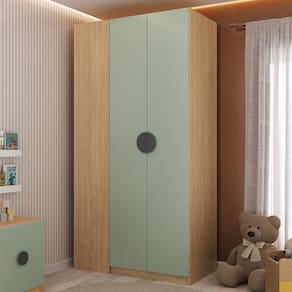Guarda Roupa Infantil Modulado de Canto 2 Portas Joy Kids CabeCasa MadeiraMadeira Verde/Avena