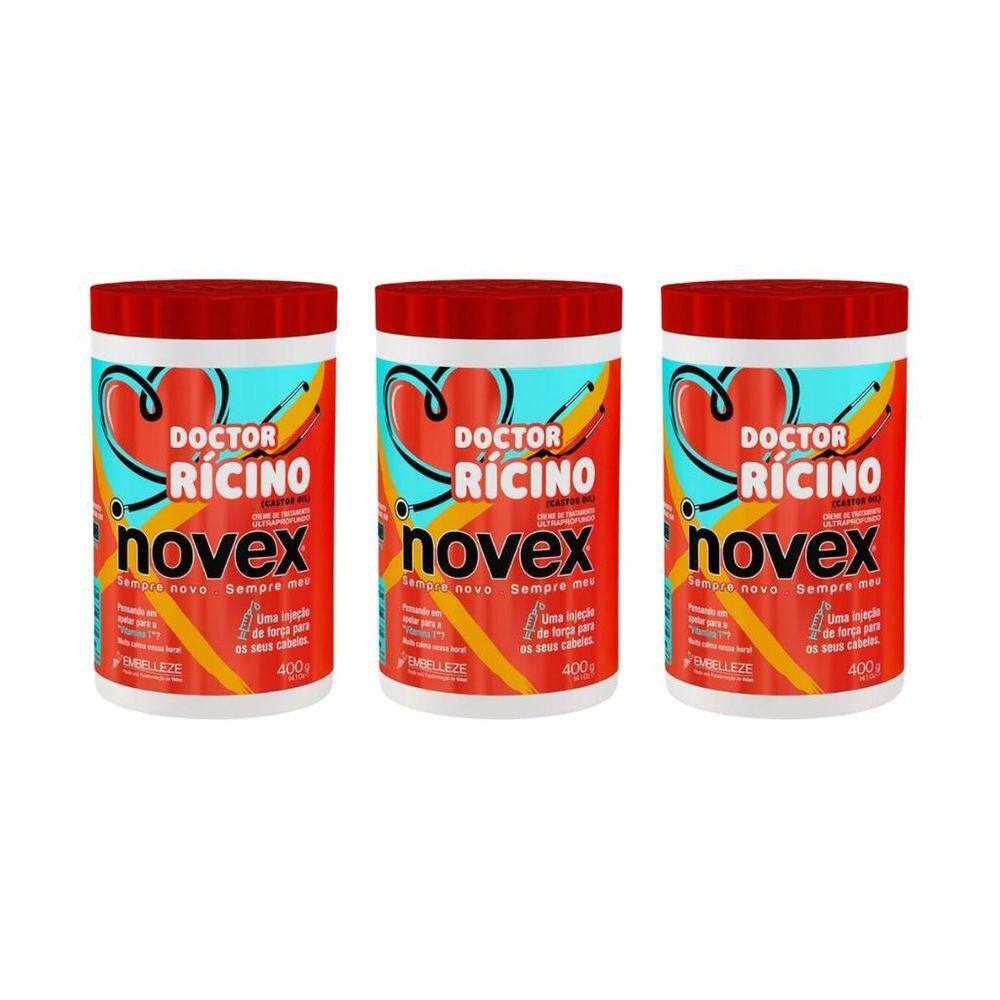 Creme De Tratamento Novex 400G Doctor Ricino - Kit Com 3Un