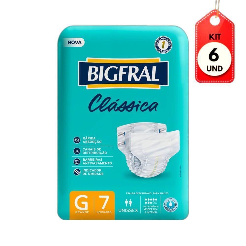 Kit C/06 Bigfral Fralda Adulta Clássica G C/7