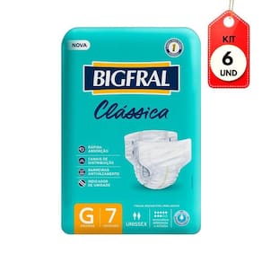 Kit C/06 Bigfral Fralda Adulta Clássica G C/7