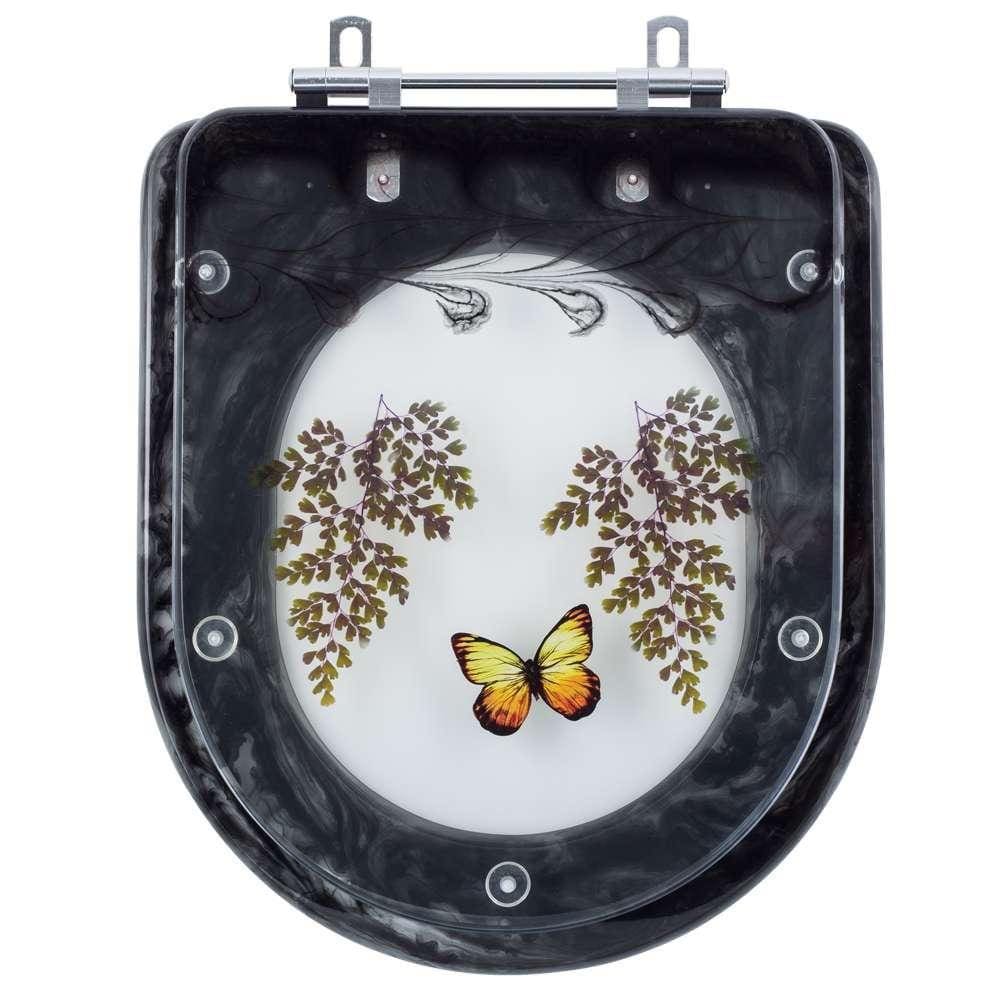 Assento Sanitário Decorado Flox Preto Para Louça Fiori