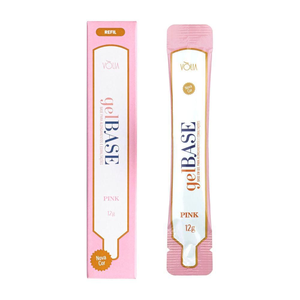 Sachê Refil Gel Base Pink Unhas Alongamento 12g, Vòlia