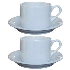 Jogo 2 xícaras Café Chá c/ pires - 170ml Base Reta-Porcelana