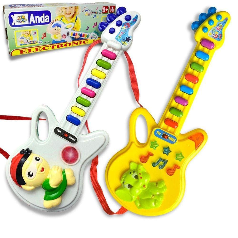 Brinquedo Guitarra Musical Com Luz Animais Da Fazenda