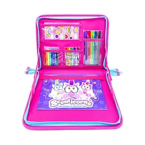 Kit de desenho, conjunto de atividades de viagem Scenticorns com mesa de colo