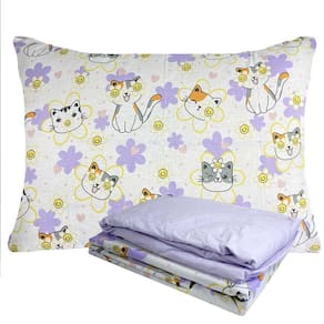 Jogo de Cama Infantil 100% Algodao Solteiro 3 Peças Estampado Gatinhos Miau Lepper