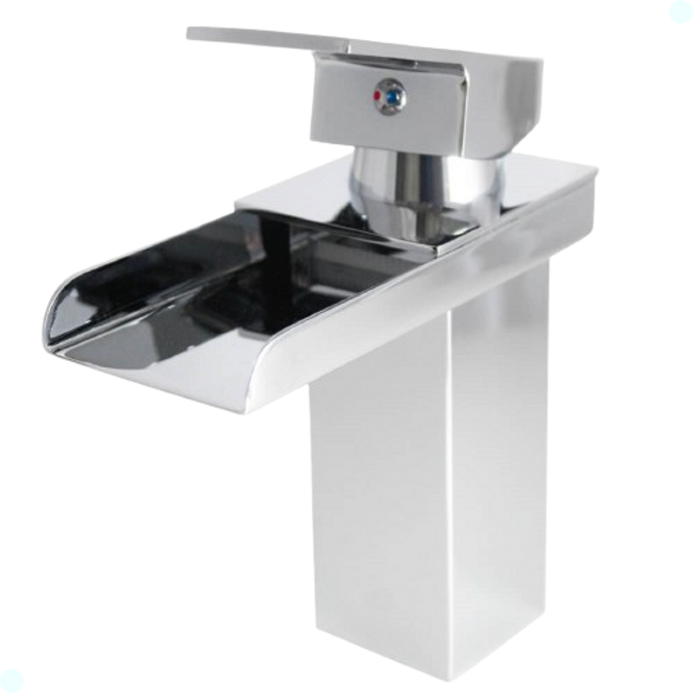Torneira Banheiro Lavabo Misturador Monocomando Cascata Calha Bica Baixa Cromada