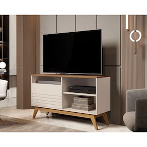 Rack Para TV Até 40 Polegadas Fenix Wood Off White/Freijó – Giga Móveis