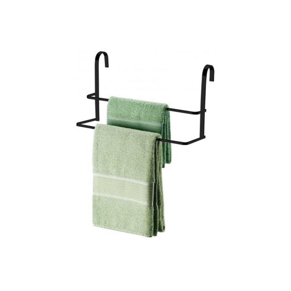 Suporte Porta Toalha Para Box Duplo Toalheiro Preto