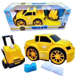 Brinquedo Carro Carrinho Com Lava Rápido Wash Garage Caminhonete Pick-Up Amarelo