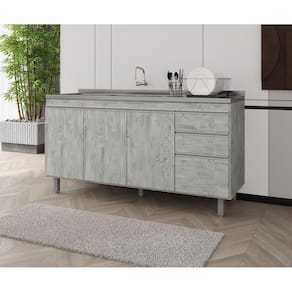 Balcão Gabinete de Pia Premium 160cm Rústico S/ Tampo - Nathan