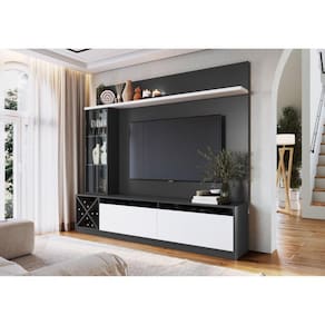 Estante Home Para TV até 60 Polegadas 1 Porta de Vidro Veneza Quiditá Grafite/Branco