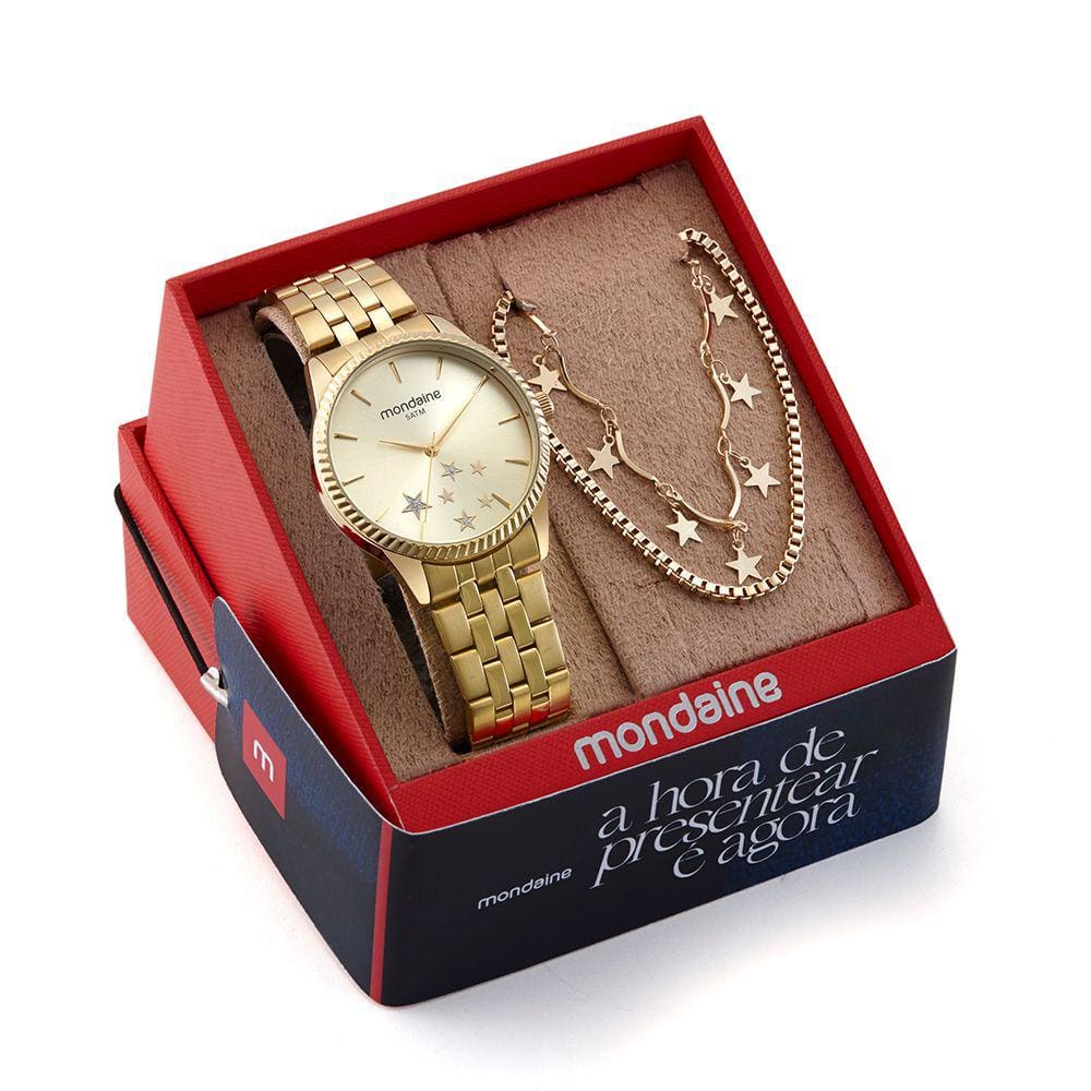 Kit Relógio Mondaine Feminino Analógico 32536LPMKDE1K1