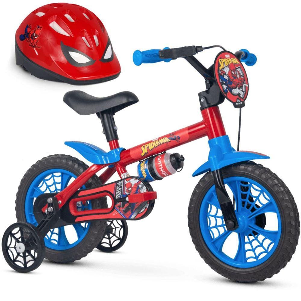 Bicicletinha para Menino Spider Man Aro 12 com Capacete