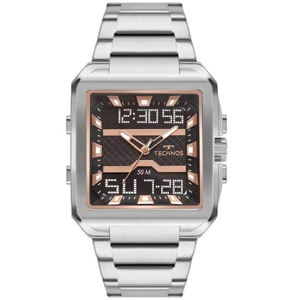 Relógio Technos Masculino Anadigi Prata Bj3758aa/1P