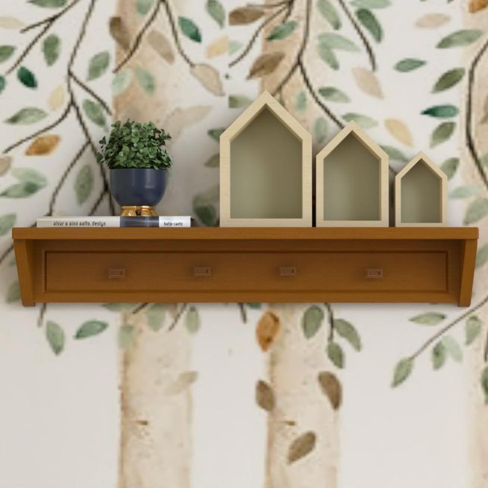 Prateleira Infantil com 4 Cabideiros 100cm Tudor Timber Marrom