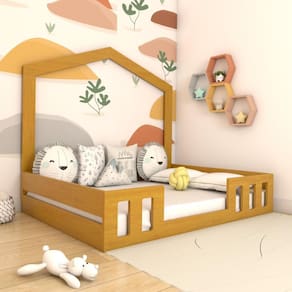 Cama Casal com Casinha Montessoriana Play Marrom
