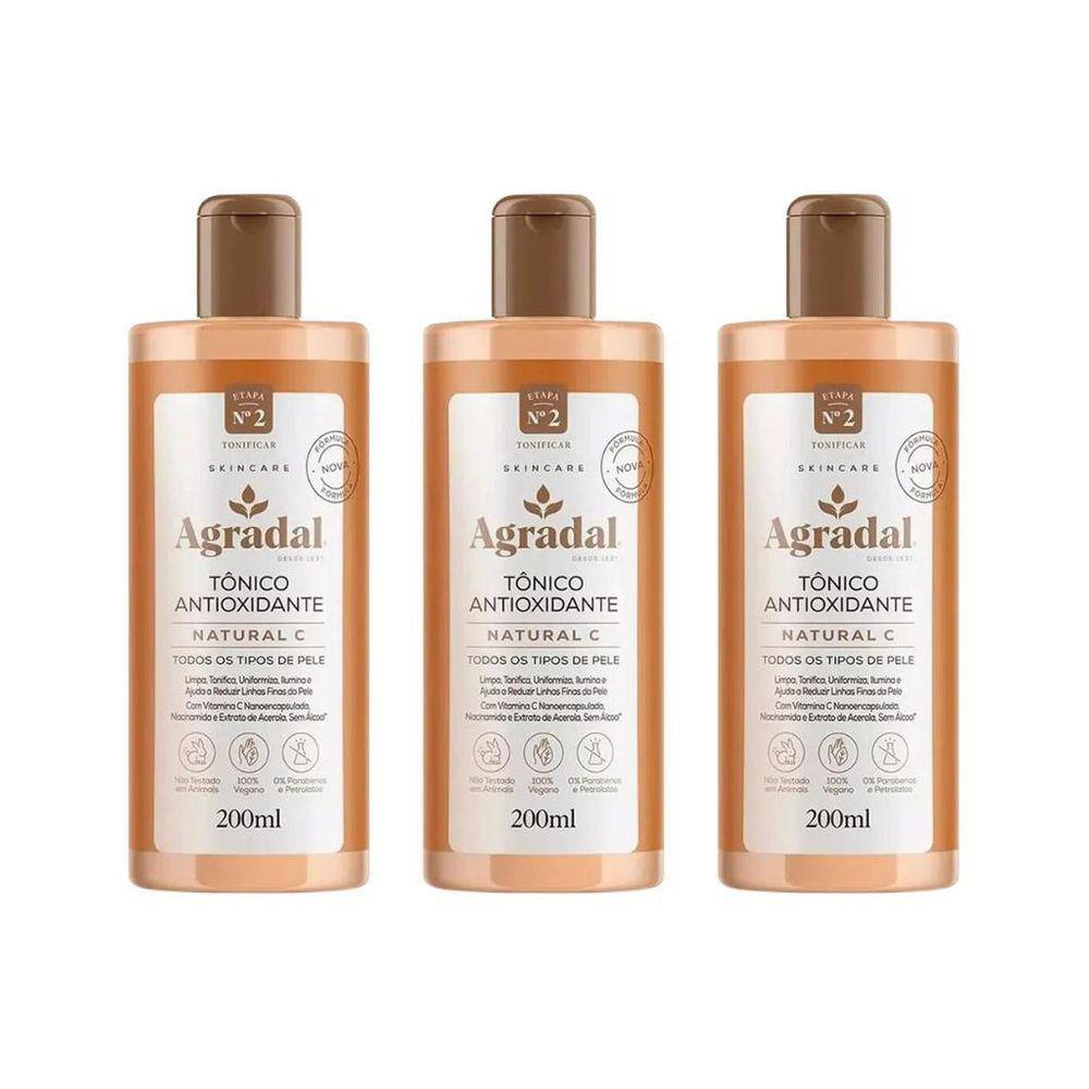 Tonico Agradal Antioxidante Natural 200Ml - Kit Com 3Un