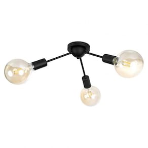 Plafon 3 Luzes E27 sem Lampada 53x53cm Sputnik Spk3e27pfpt Bronzearte Preto