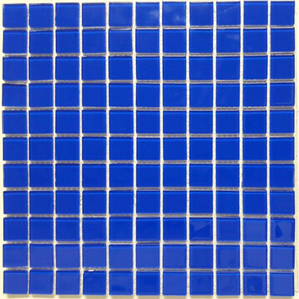 Pastilha de Vidro Quadrados de 2,5cm Cristal Glass Mosaic 30cmx30cm Placas Azul
