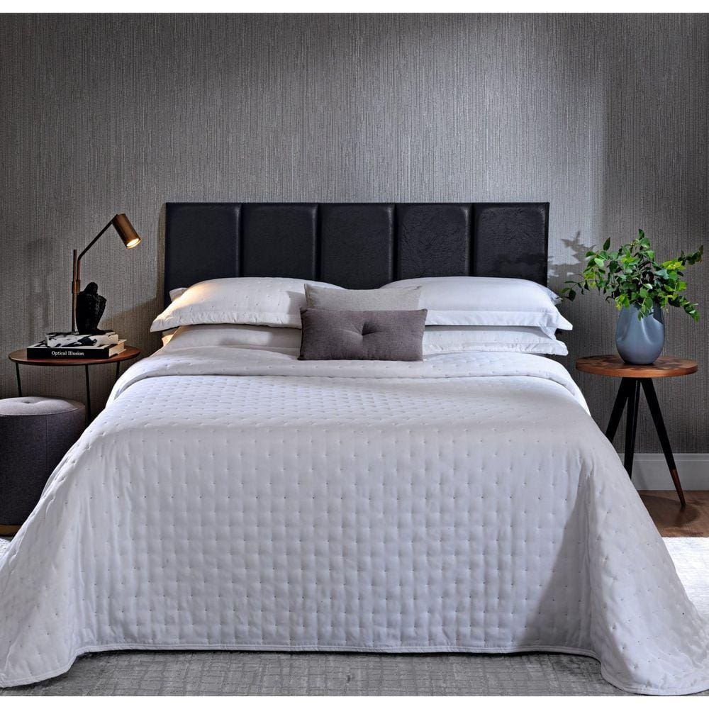 Cabeceira Modular Casal Sintético 5 Módulos 30cm X 60cm Preto rajado