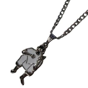 Colar Corrente Pingente Preto Velho 3,1 cm Umbanda Niquelado