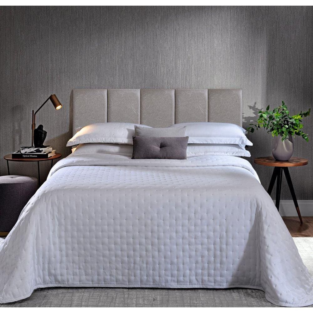 Cabeceira Modular Casal Sintético 5 Módulos 30cm X 60cm Cinza Rajado