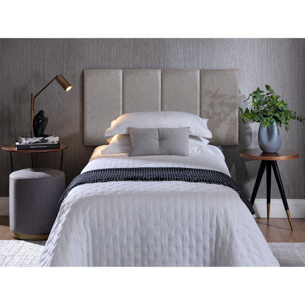 Cabeceira Modular Solteiro Sintético 4 Módulos 30cm X 60cm Cinza Rajado