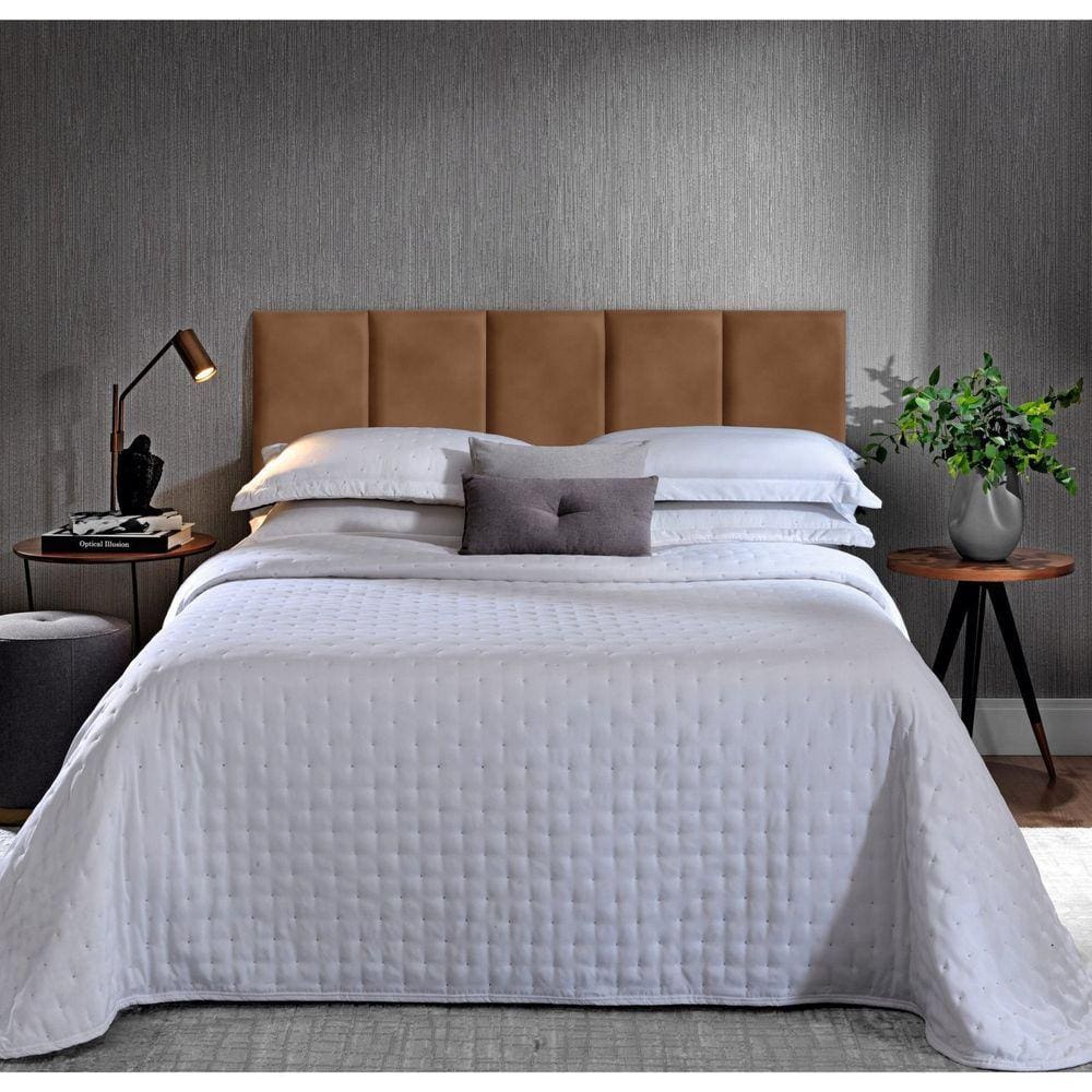 Cabeceira Modular Casal Sintético 5 Módulos 30cm X 60cm Caramelo