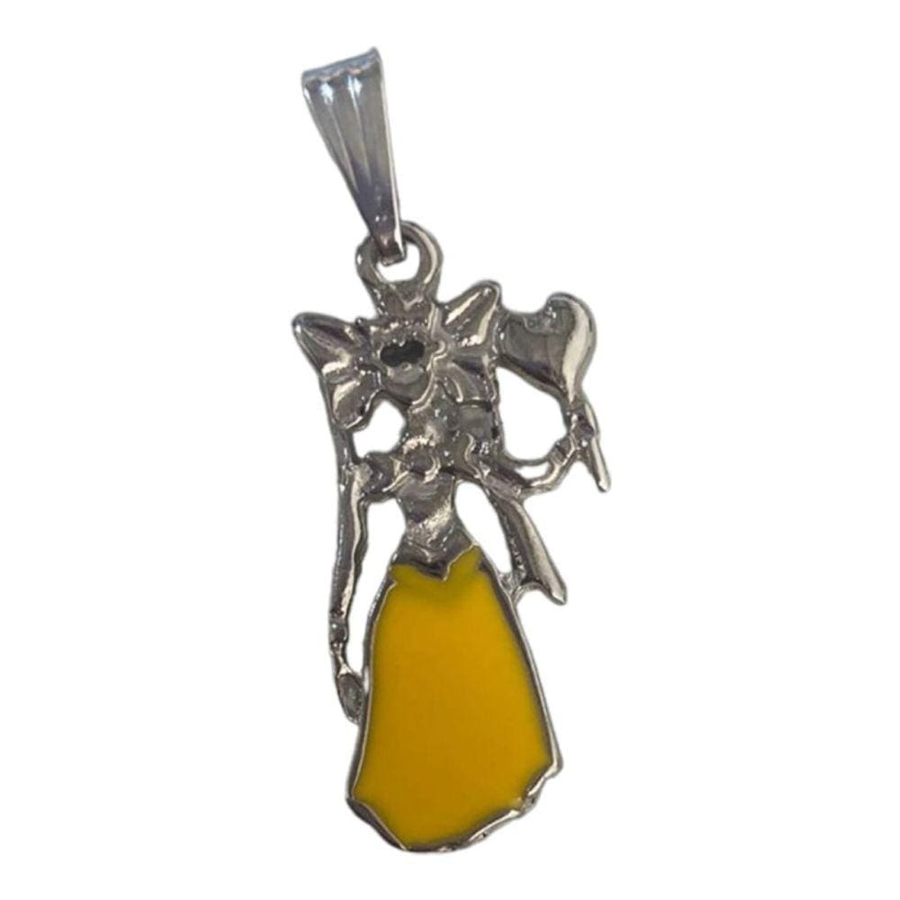 Pingente Orixá Oxum Amarelo Candomblé Niquelado 26mm