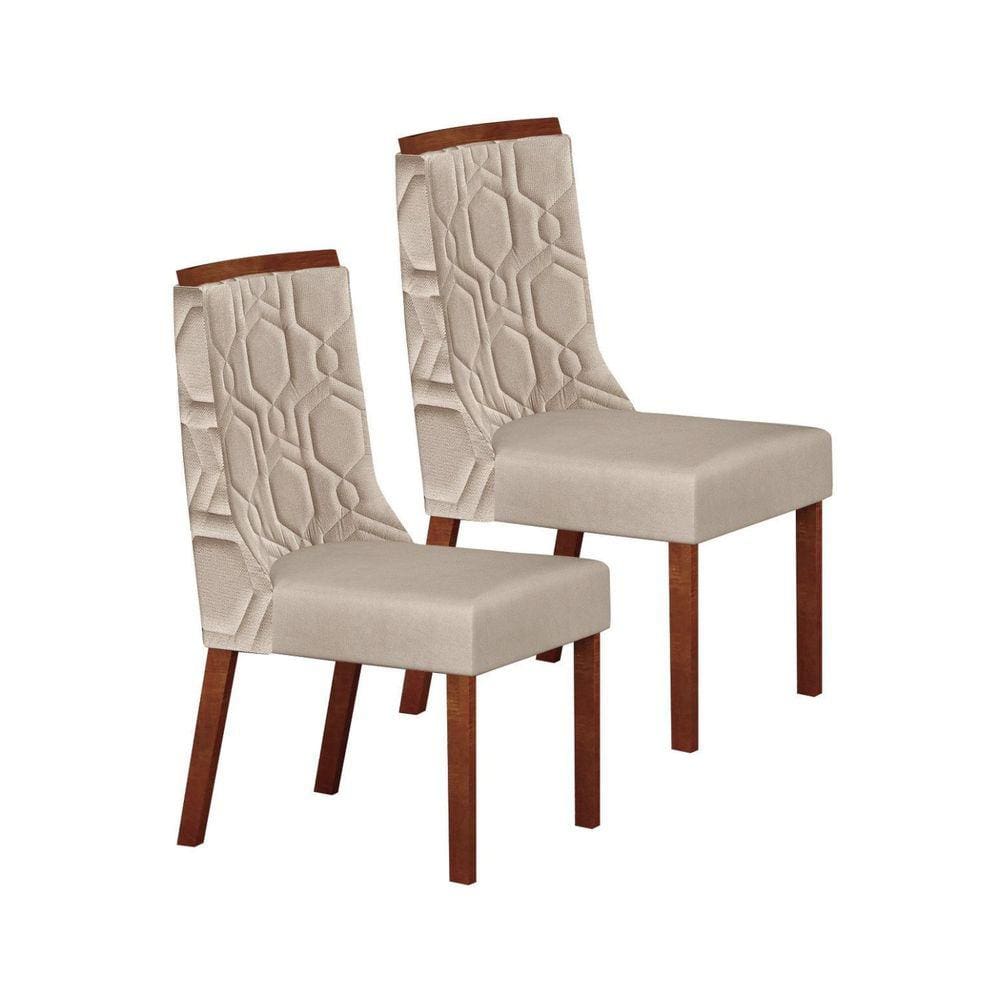 Conjunto 02 Cadeiras de Madeira para Sala de Jantar Agata Freijó/Palha
