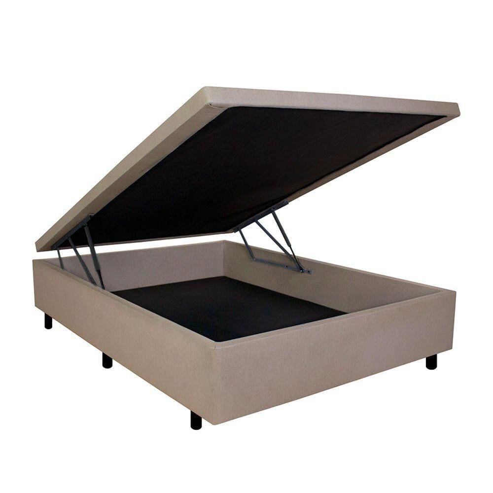 Base Box Baú Viúva em Courino 120x203x42cm Bege
