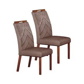 Conjunto 02 Cadeiras de Madeira para Sala de Jantar Larissa Freijó/Camurça
