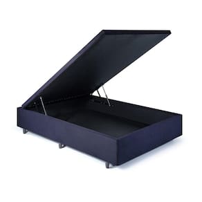 Base Box Baú Casal em Suede 138x188x42cm Preto