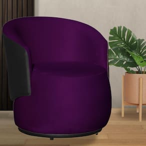 Poltrona Organica Beatriz Veludo Roxo C/ Composê Corano Preto - LM DECOR