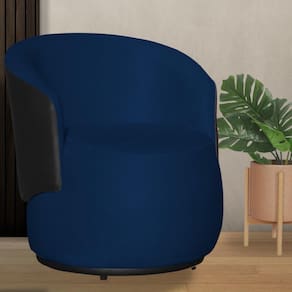 Poltrona Organica Beatriz Suede Azul Marinho C/ Composê Corano Preto - LM DECOR