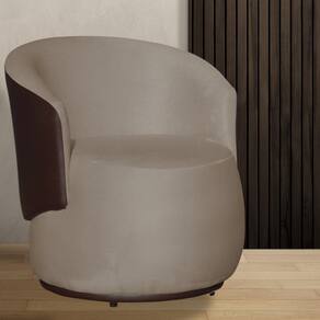 Poltrona Organica Beatriz Suede Cappuccino C/ Composê Corano Marrom - LM DECOR