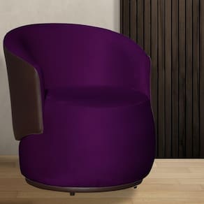 Poltrona Organica Beatriz Veludo Roxo C/ Composê Corano Marrom - LM DECOR