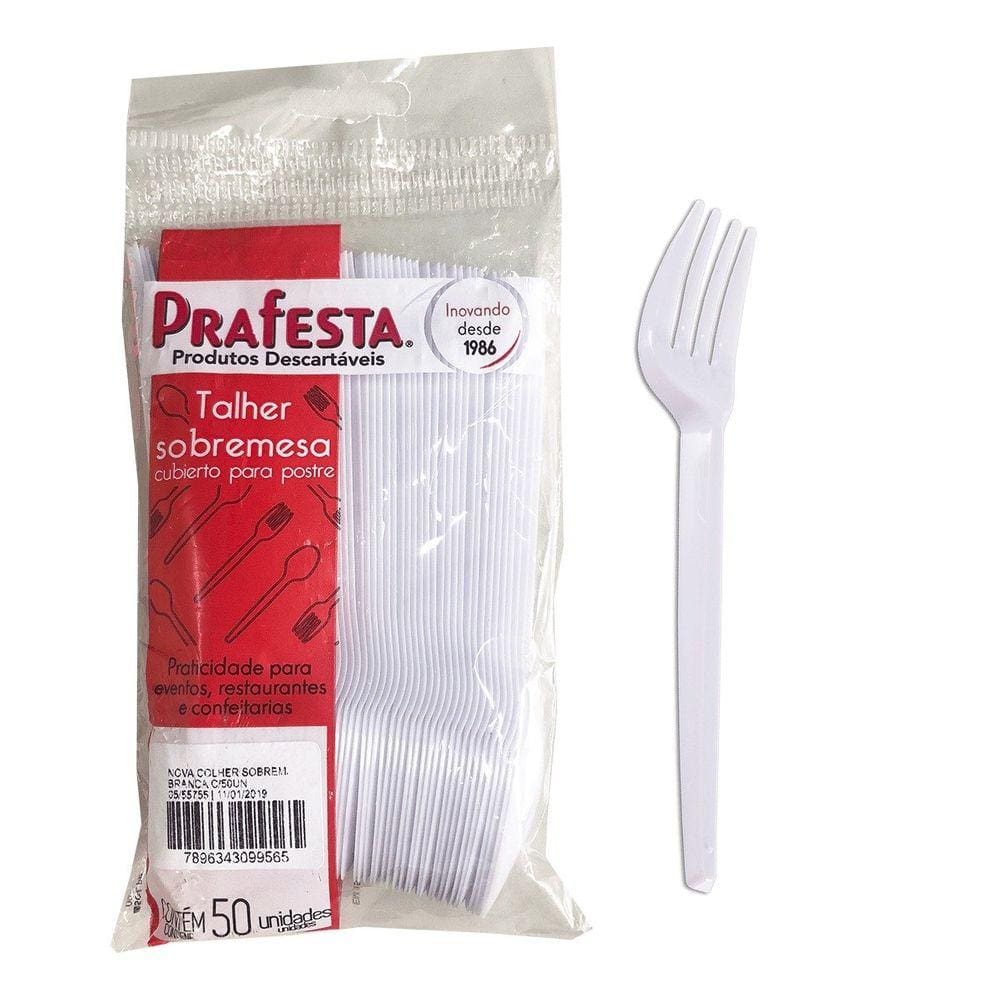 Garfo Sobremesa Branco Com 50 - Prafesta