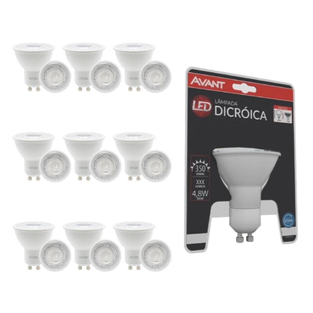 Lâmpada Led Avant Dicroica MR16 4,8W 4000K GU10 Bivolt 10 Un