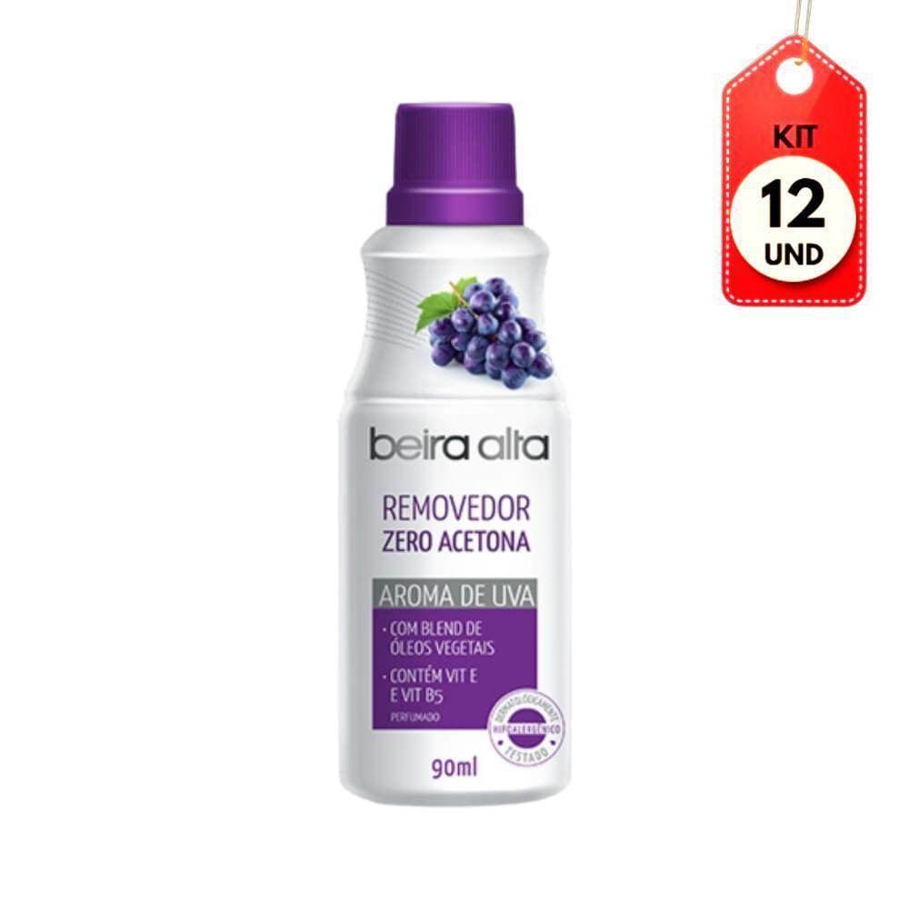 Kit C/12 Beira Alta Zero Acetona Removedor De Esmaltes Uva 90ml