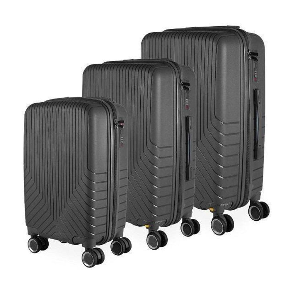 Conjunto Malas P M G Polipropileno Inquebrável Grafite