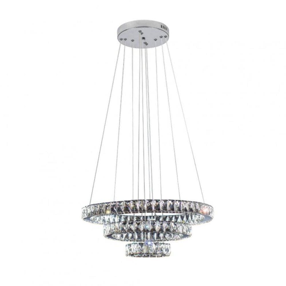 Pendente Led Redondo 03 Aros 77w 4000k 200x400x600 Mm Tokyo Bronzearte Inox