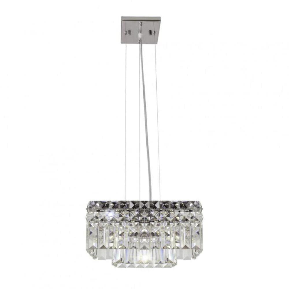 Pendente Cristal Quadrado 25x25xh13,5cm 4 Luzes G9 Paris Gppr252504pdv2 Bronzearte
