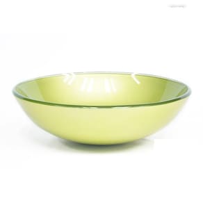 Cuba de Vidro para Banheiro Redonda 31cm Verde Oliva