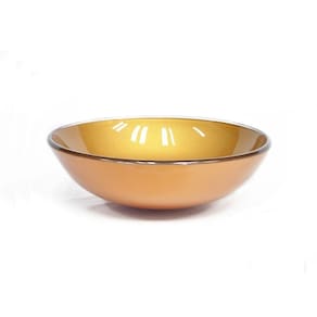 Cuba de Vidro para Banheiro Redonda 31cm Dourado Real